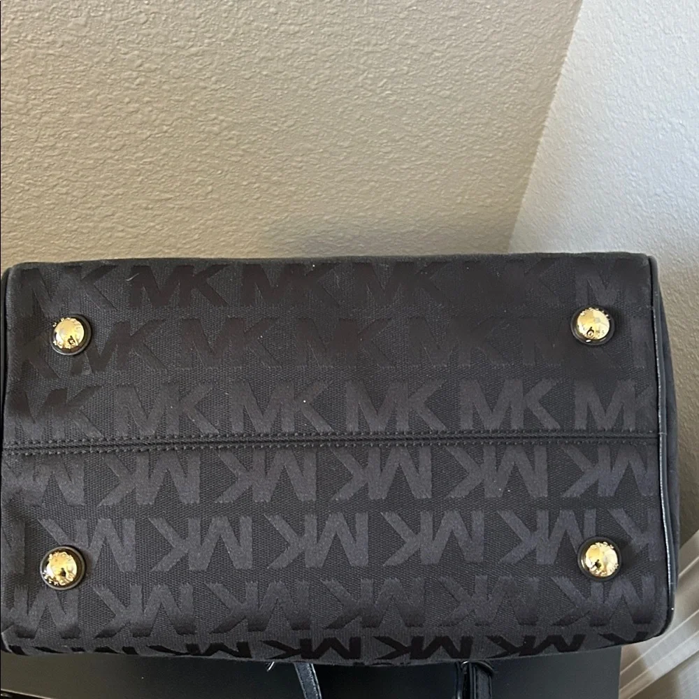 Michael Kors Black Canvas MK Logo Satchel - Picture 4 of 11